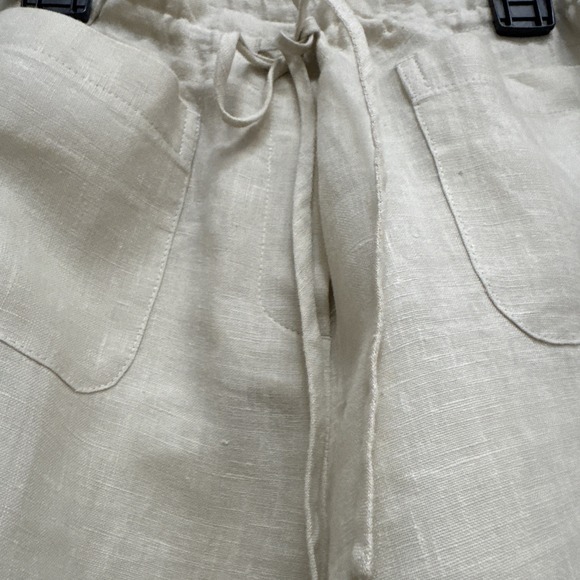 Garfield Marks 100% Linen Size 8 Natural Cropped Pants Drawstring Cropped - Picture 4 of 9